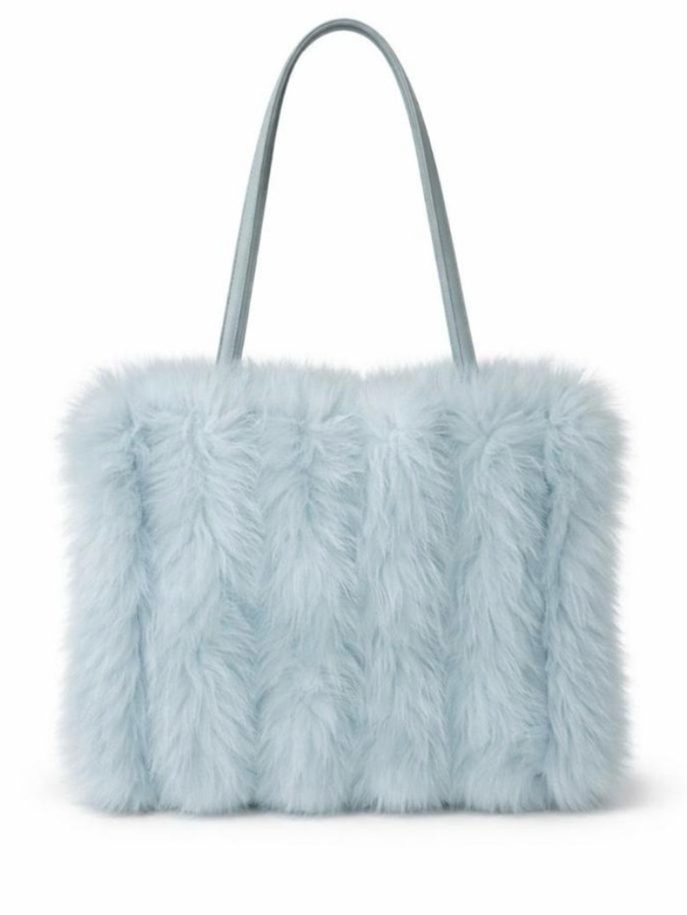 Source Unknown Pale Blue Faux Fur Tote Bag